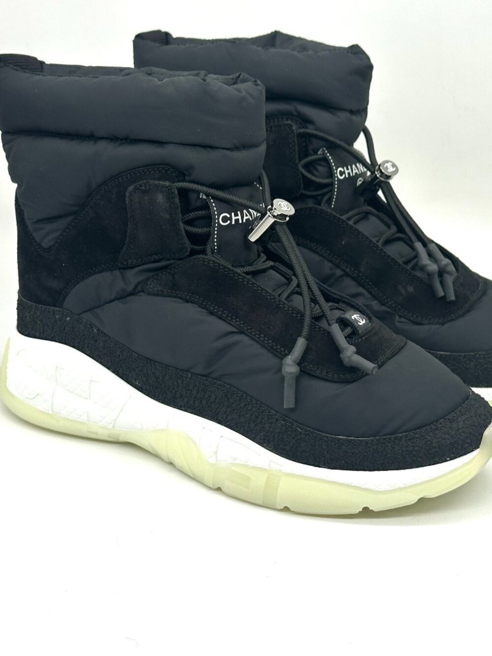 CHANEL 21N Nylon Suede Signature Sporty Ankle Boots Sneakers Shoes - Picture 5 of 16